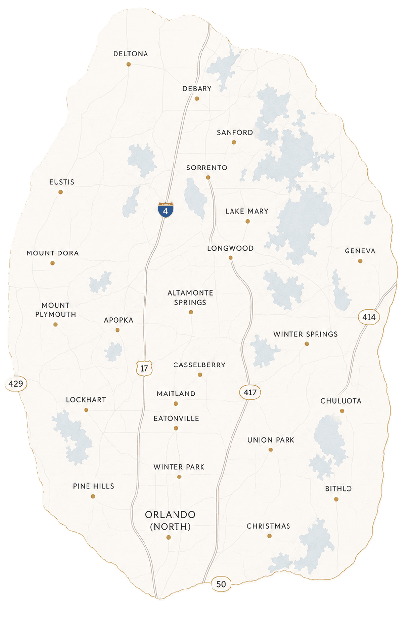 North Orlando and Seminole County mobile pet grooming service map